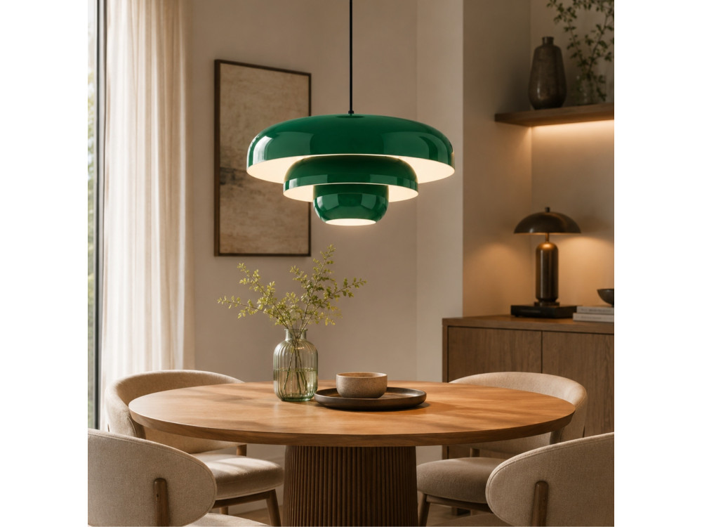 "Layer" Metal Pendant Light - 43 x 43 cm - Dark Green