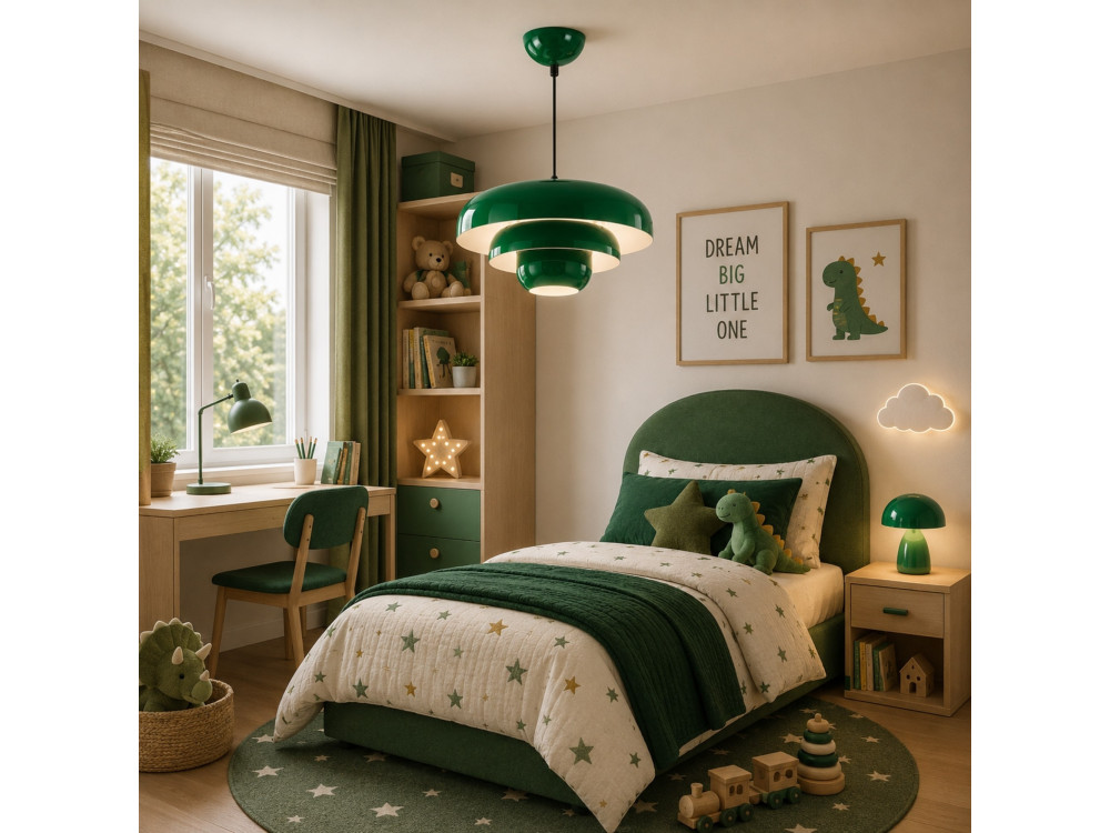 "Layer" Metal Pendant Light - 43 x 43 cm - Dark Green