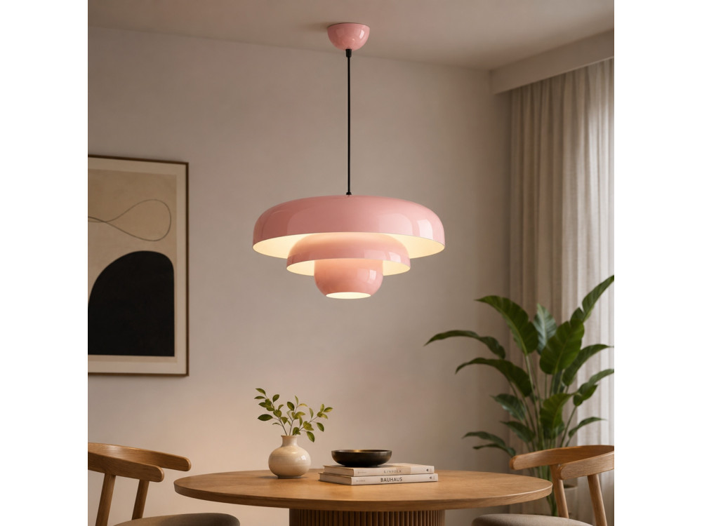 "Layer" Metal Pendant Light - 43 x 43 cm - Pink