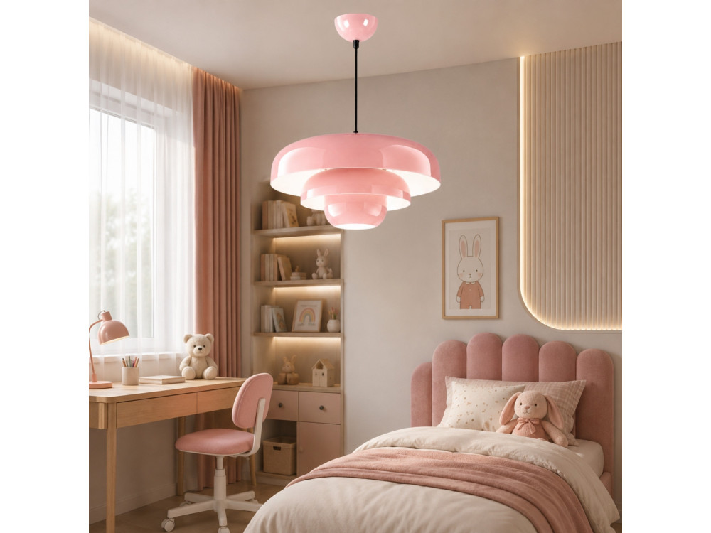 "Layer" Metal Pendant Light - 43 x 43 cm - Pink