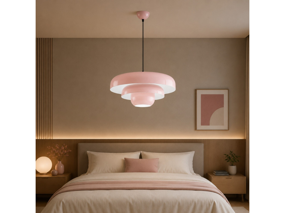 "Layer" Metal Pendant Light - 43 x 43 cm - Pink