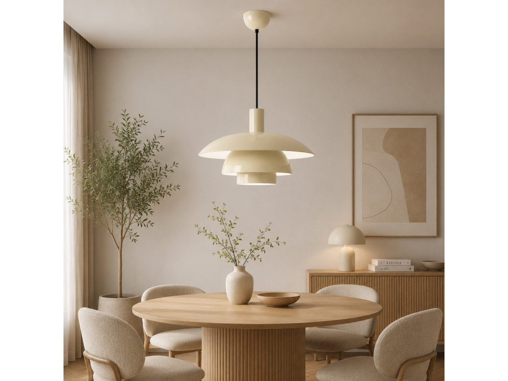 "Layer" Metal Pendant Light - 45 x 45 cm - Beige