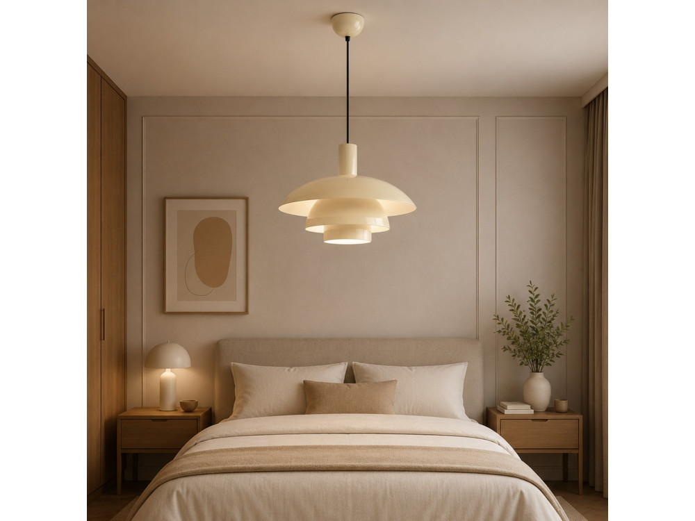 "Layer" Metal Pendant Light - 45 x 45 cm - Beige