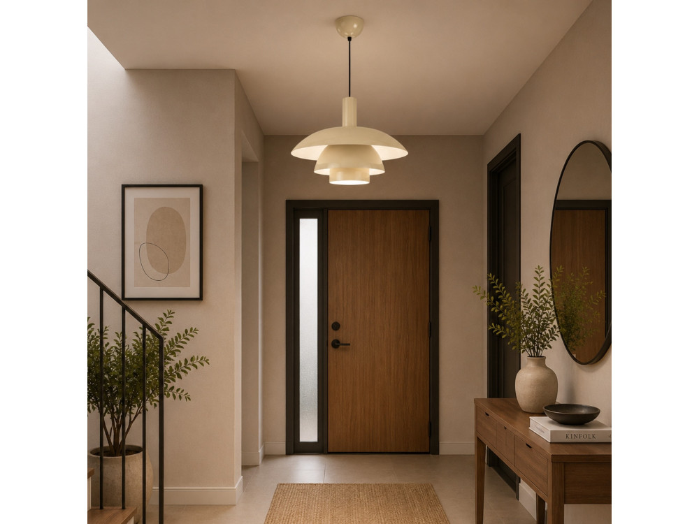 "Layer" Metal Pendant Light - 45 x 45 cm - Beige