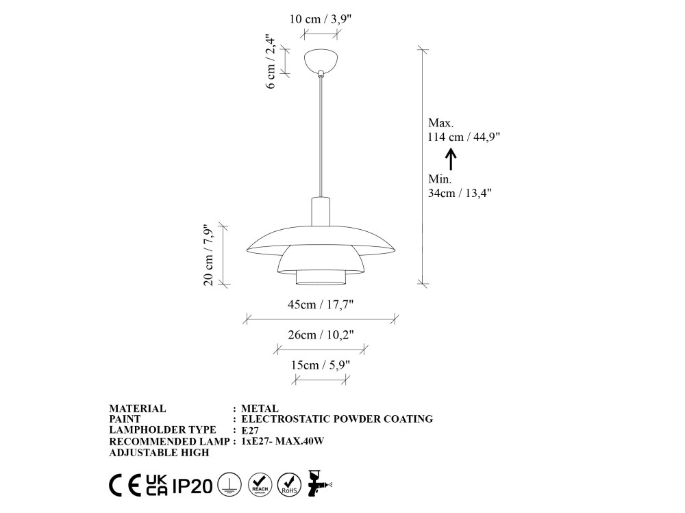 "Layer" Metal Pendant Light - 45 x 45 cm - Beige