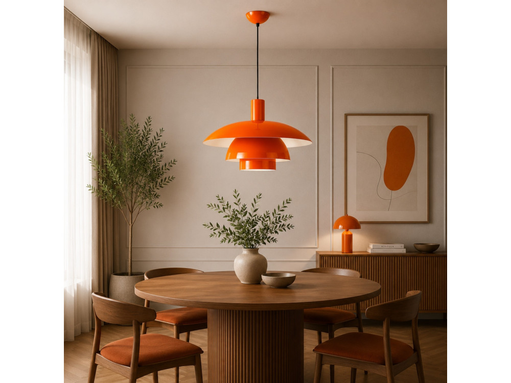 "Layer" Metal Pendant Light - 45 x 45 cm - Orange