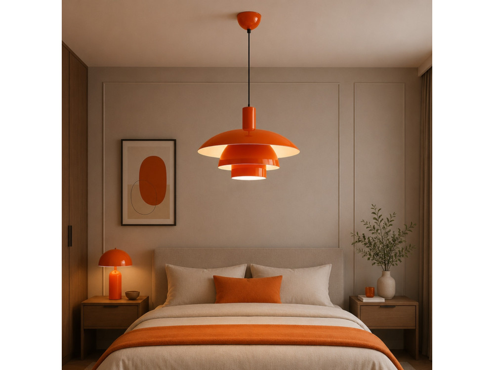 "Layer" Metal Pendant Light - 45 x 45 cm - Orange