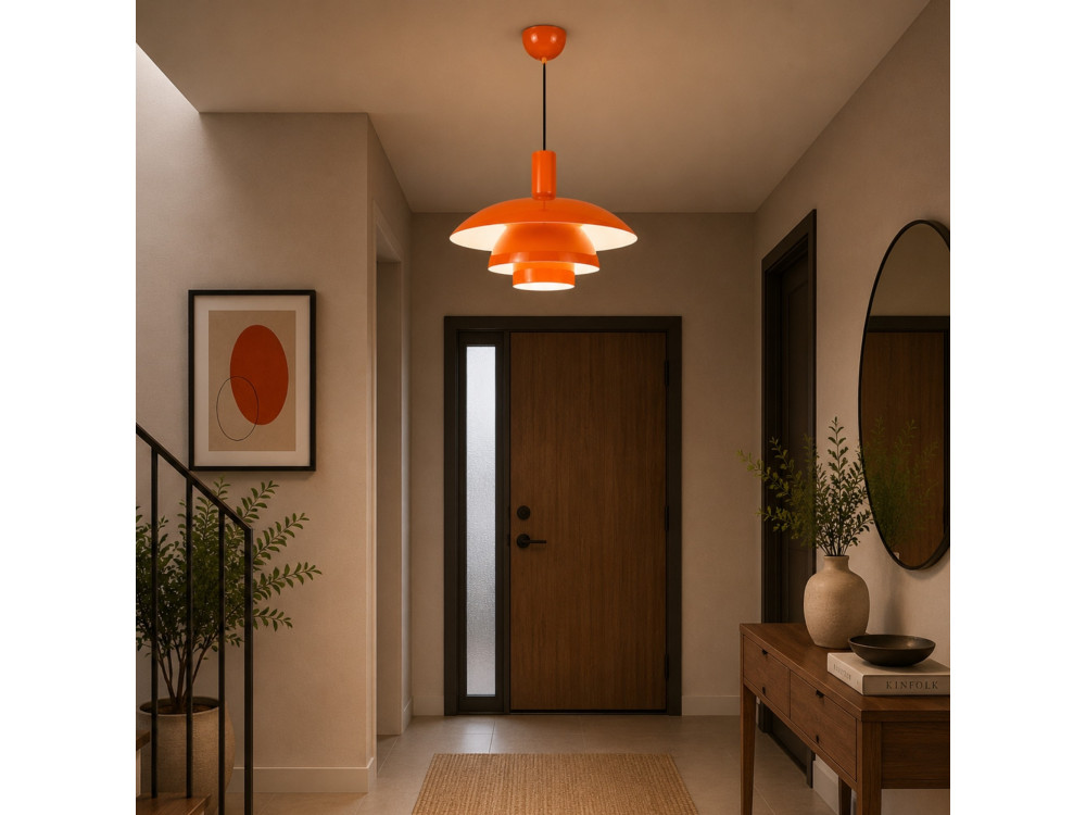 "Layer" Metal Pendant Light - 45 x 45 cm - Orange