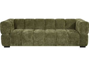 "Spontini" Fabric Bubble-Style Straight Sofa - 3-Seater - Green