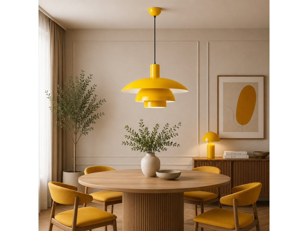 "Layer" Metal Pendant Light - 45 x 45 cm - Yellow