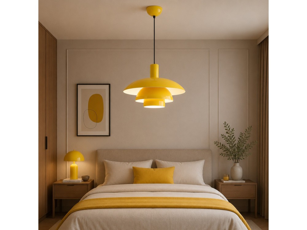 "Layer" Metal Pendant Light - 45 x 45 cm - Yellow