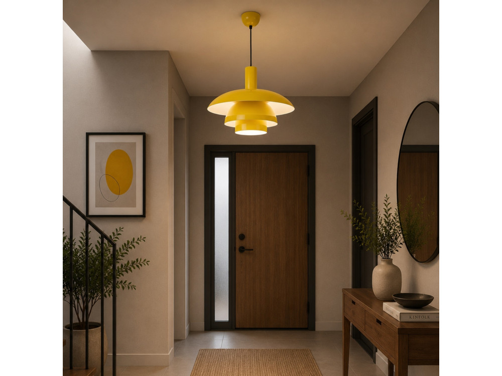 "Layer" Metal Pendant Light - 45 x 45 cm - Yellow