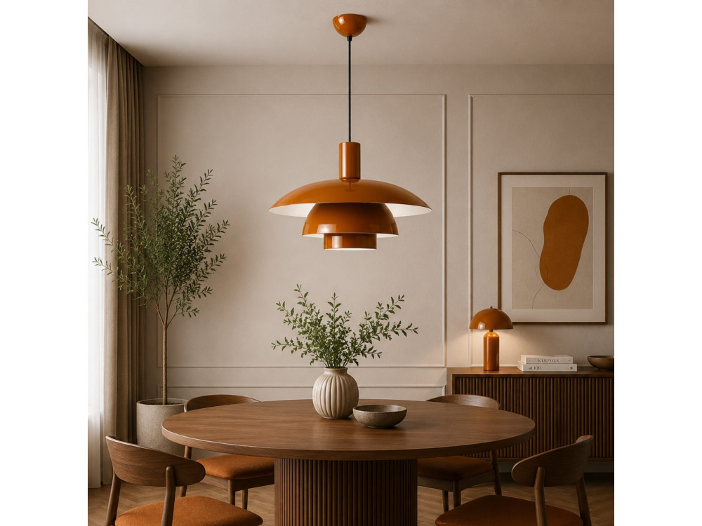 "Layer" Metal Pendant Light - 45 x 45 cm - Brown