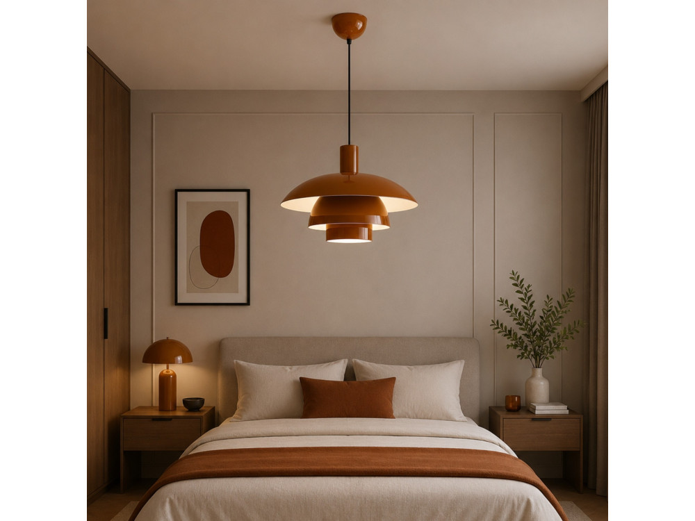 "Layer" Metal Pendant Light - 45 x 45 cm - Brown