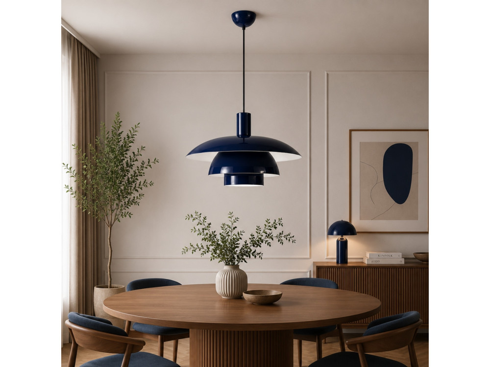 "Layer" Metal Pendant Light - 45 x 45 cm - Navy Blue