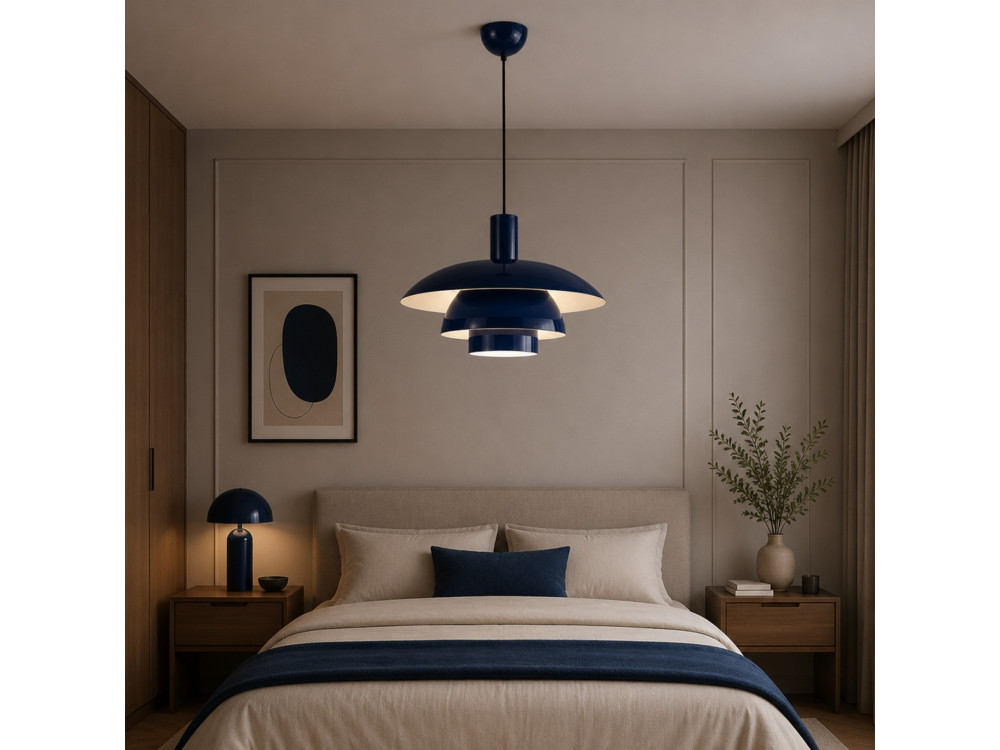 "Layer" Metal Pendant Light - 45 x 45 cm - Navy Blue