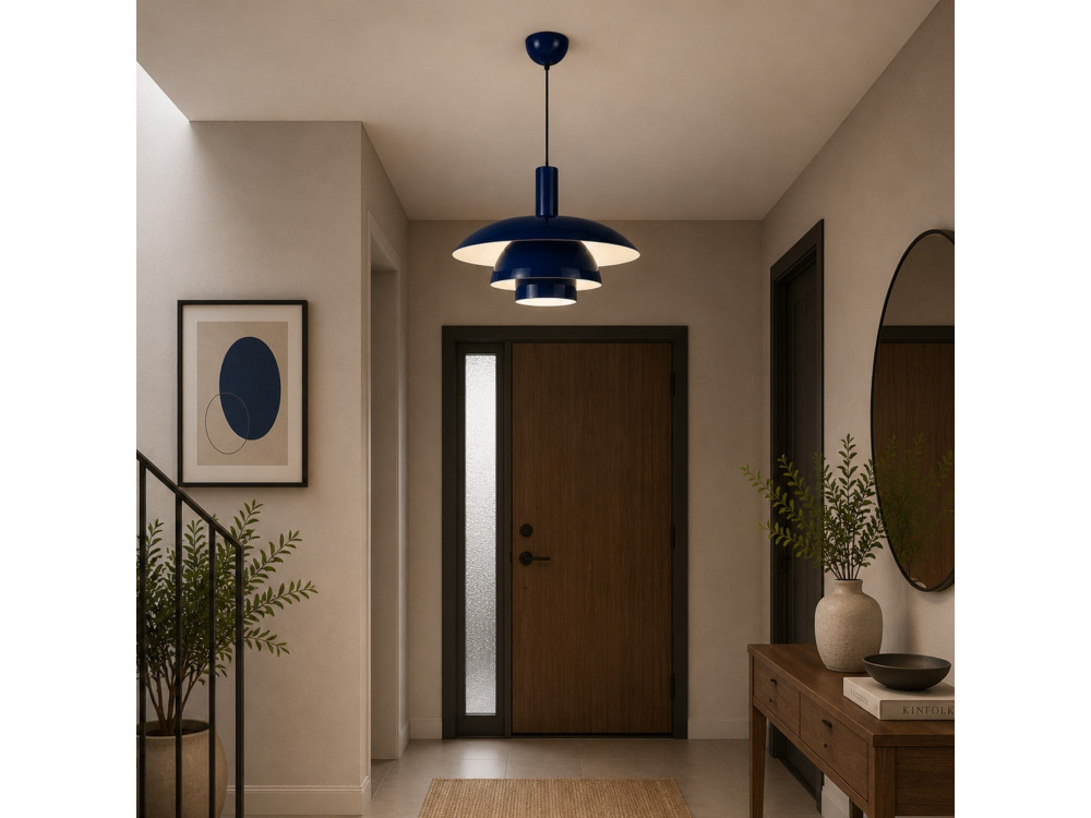 "Layer" Metal Pendant Light - 45 x 45 cm - Navy Blue