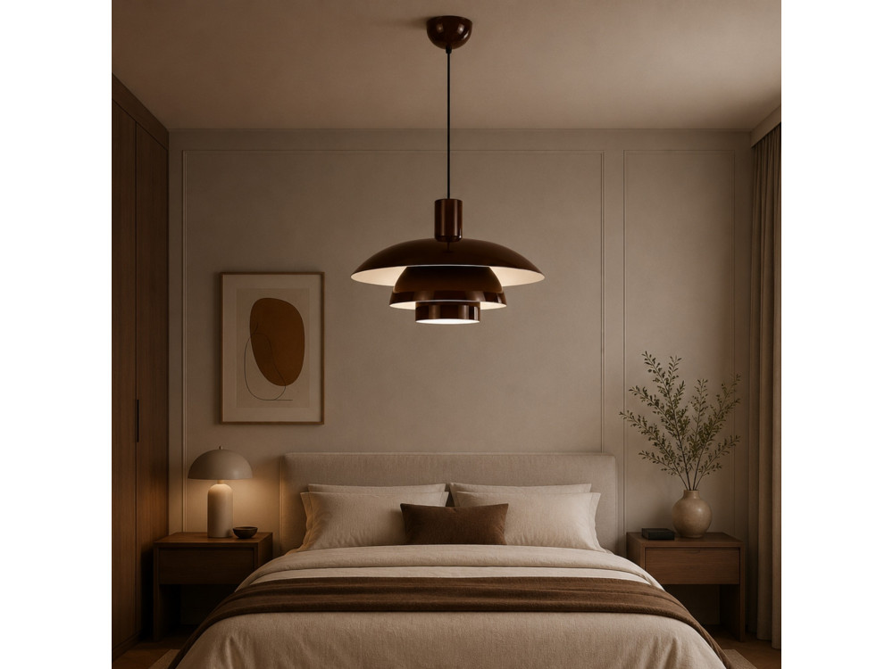 "Layer" Metal Pendant Light - 45 x 45 cm - Brown