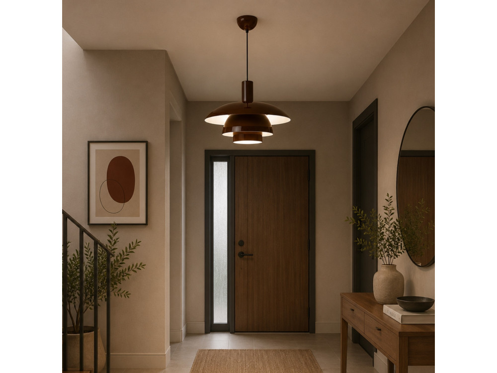 "Layer" Metal Pendant Light - 45 x 45 cm - Brown