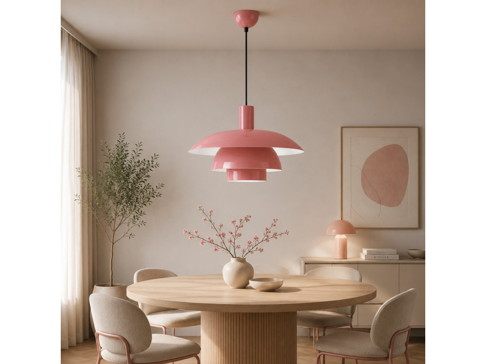 "Layer" Metal Pendant Light - 45 x 45 cm - Pink