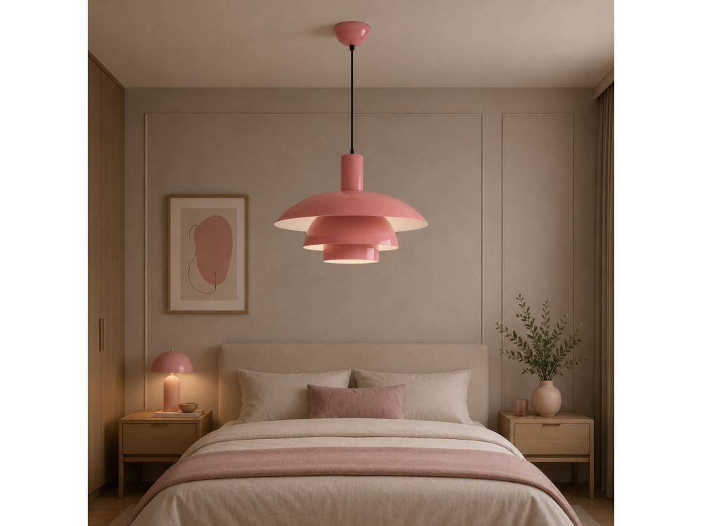 "Layer" Metal Pendant Light - 45 x 45 cm - Pink