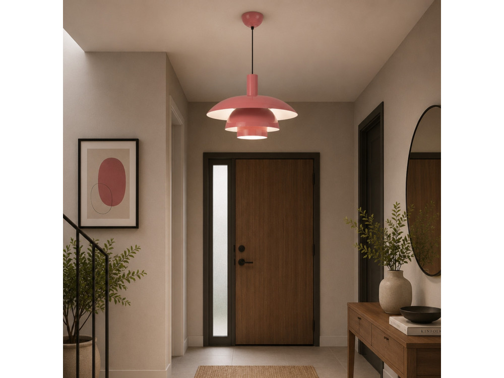 "Layer" Metal Pendant Light - 45 x 45 cm - Pink