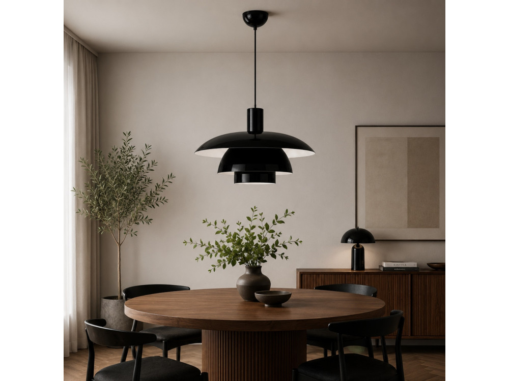 "Layer" Metal Pendant Light - 45 x 45 cm - Black