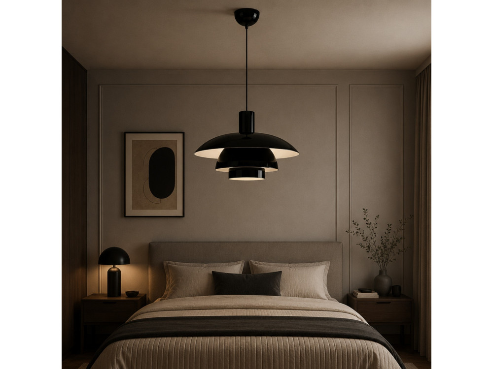 "Layer" Metal Pendant Light - 45 x 45 cm - Black