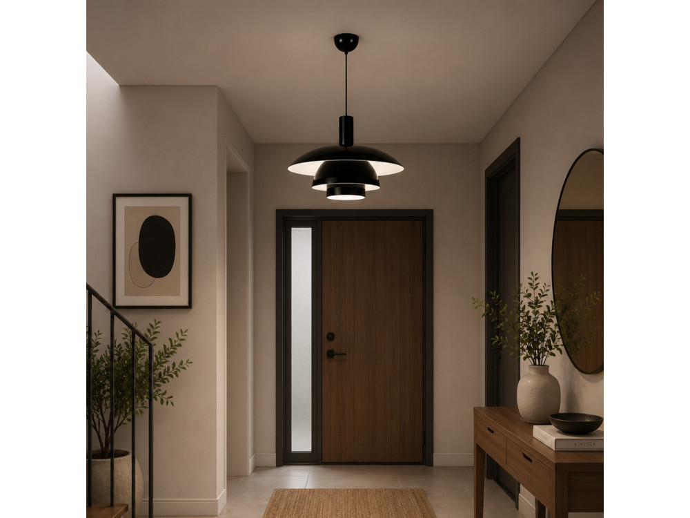 "Layer" Metal Pendant Light - 45 x 45 cm - Black