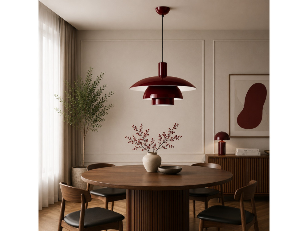 "Layer" Metal Pendant Light - 45 x 45 cm - Bordeaux