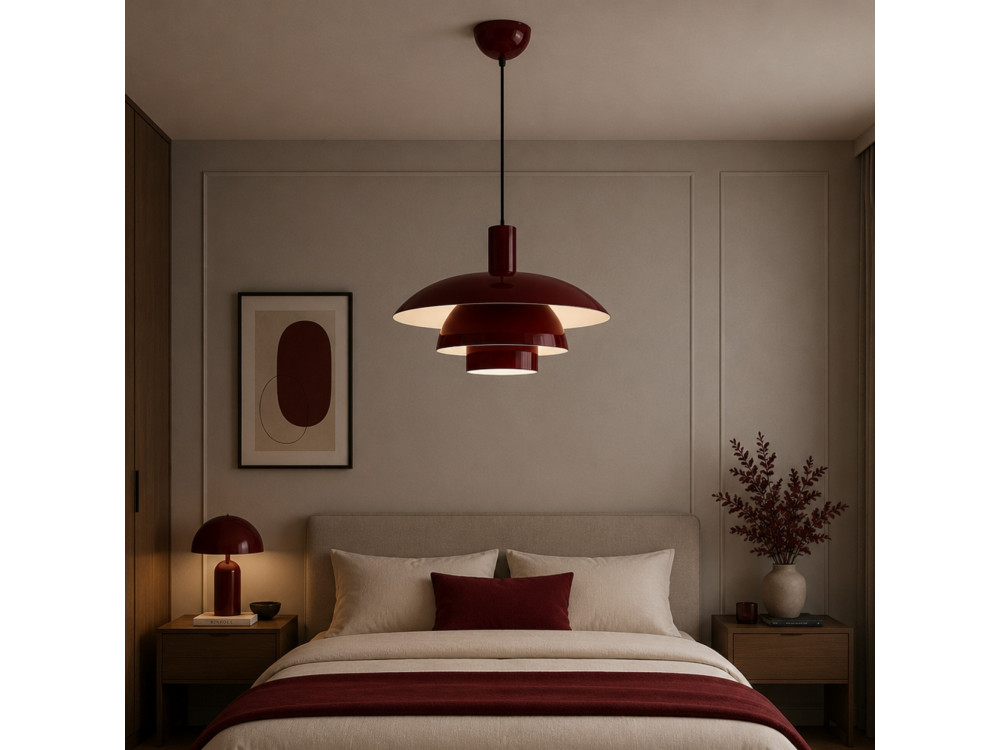 "Layer" Metal Pendant Light - 45 x 45 cm - Bordeaux