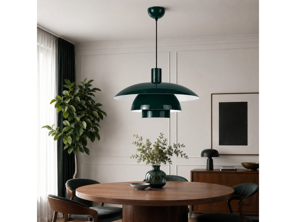 "Layer" Metal Pendant Light - 45 x 45 cm - Dark Green