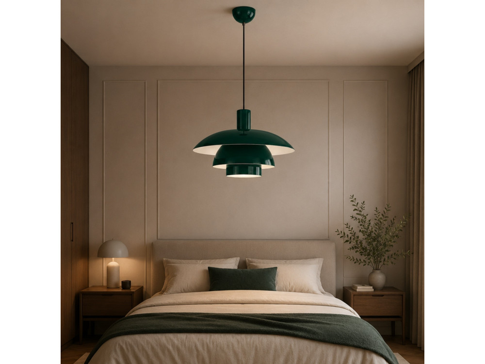 "Layer" Metal Pendant Light - 45 x 45 cm - Dark Green