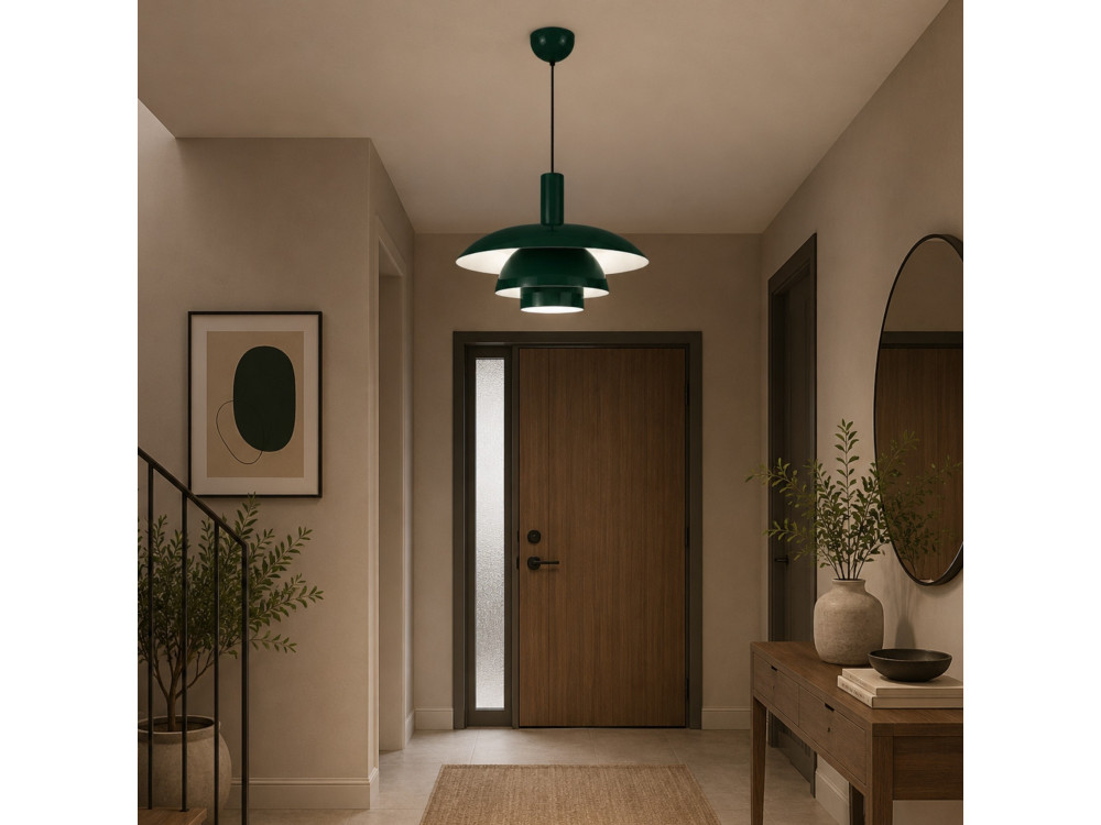 "Layer" Metal Pendant Light - 45 x 45 cm - Dark Green