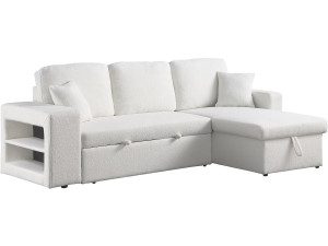 Axel convertible/reversible terry corner sofa - 3 places - White