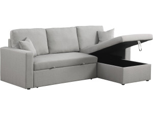 Alain convertible/reversible corner sofa with storage - 3 seats - Light grey