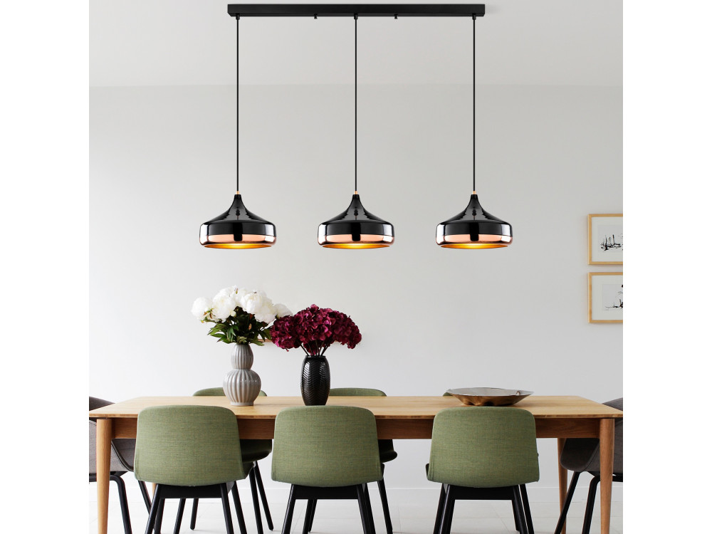 "Yildo" Metal Chandelier - 146 x 36 cm - Black
