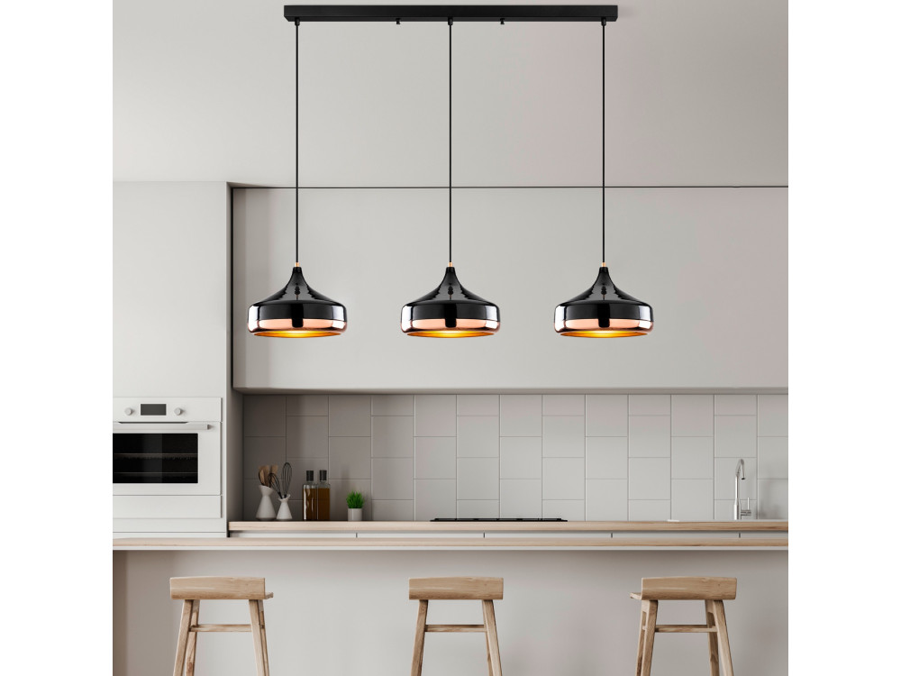 "Yildo" Metal Chandelier - 146 x 36 cm - Black