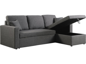 Convertible corner sofa "Alain" with storage space - 221 x 145 x 85 cm - 3 seater- Grey