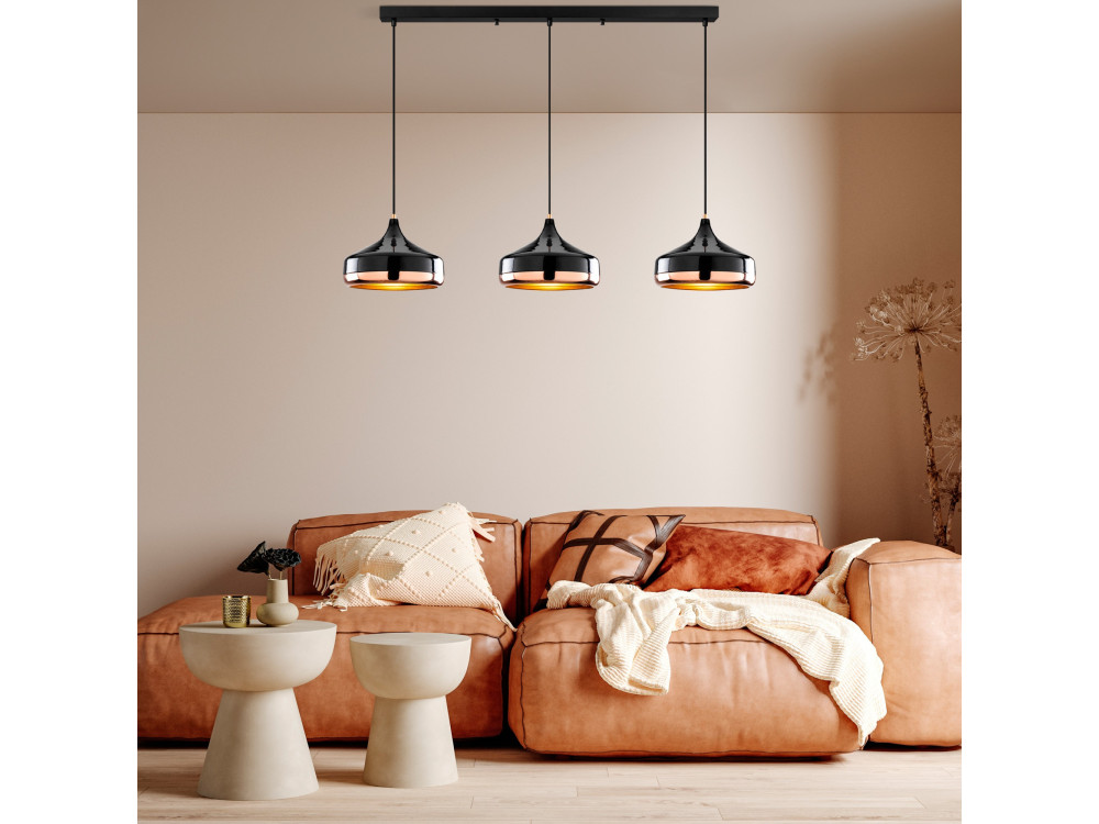 "Yildo" Metal Chandelier - 146 x 36 cm - Black
