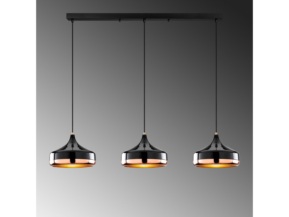 "Yildo" Metal Chandelier - 146 x 36 cm - Black