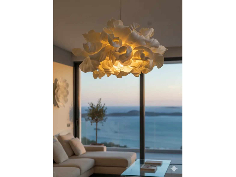 "MOD0018" Plastic Pendant Light - 48 x 48 cm - Cream