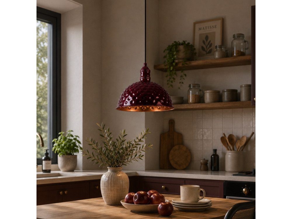 "Echo" Metal Pendant Light - 26 x 26 cm - Bordeaux