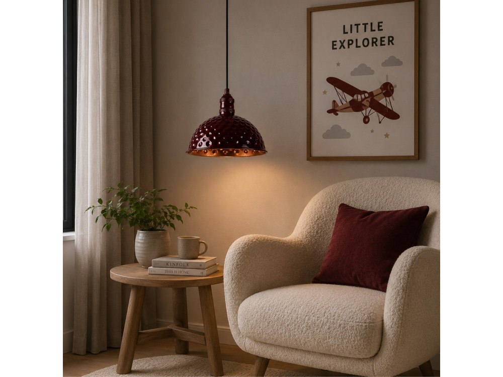 "Echo" Metal Pendant Light - 26 x 26 cm - Bordeaux