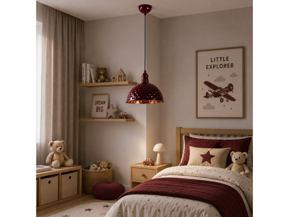 "Echo" Metal Pendant Light - 26 x 26 cm - Bordeaux
