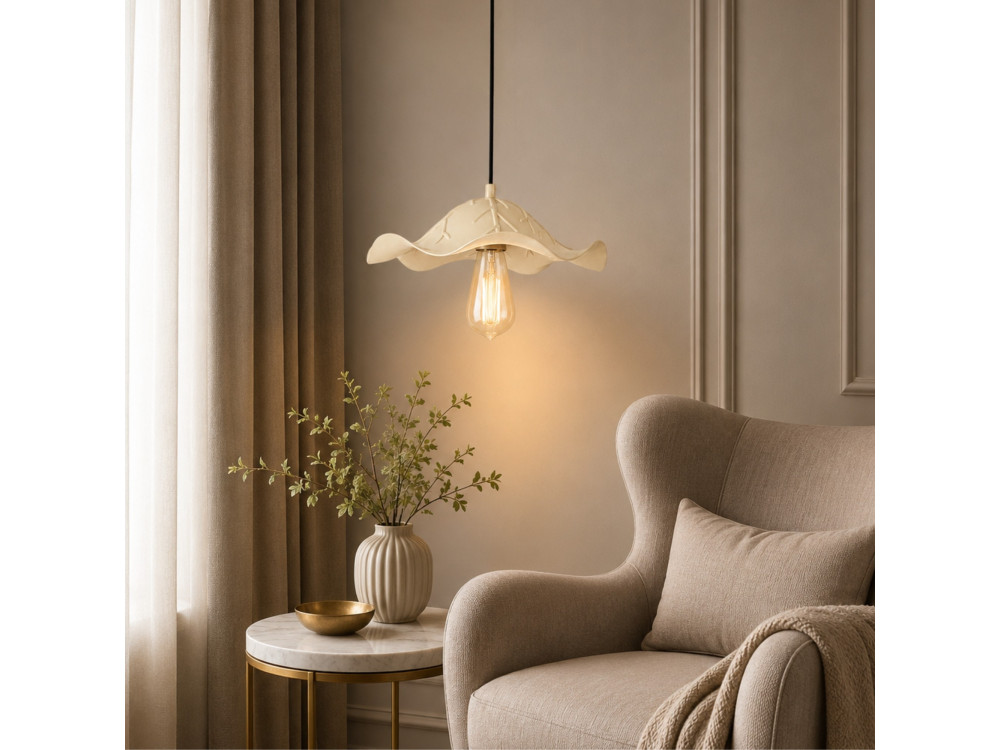 "Liana" Metal Pendant Light - 29 x 29 cm - Beige