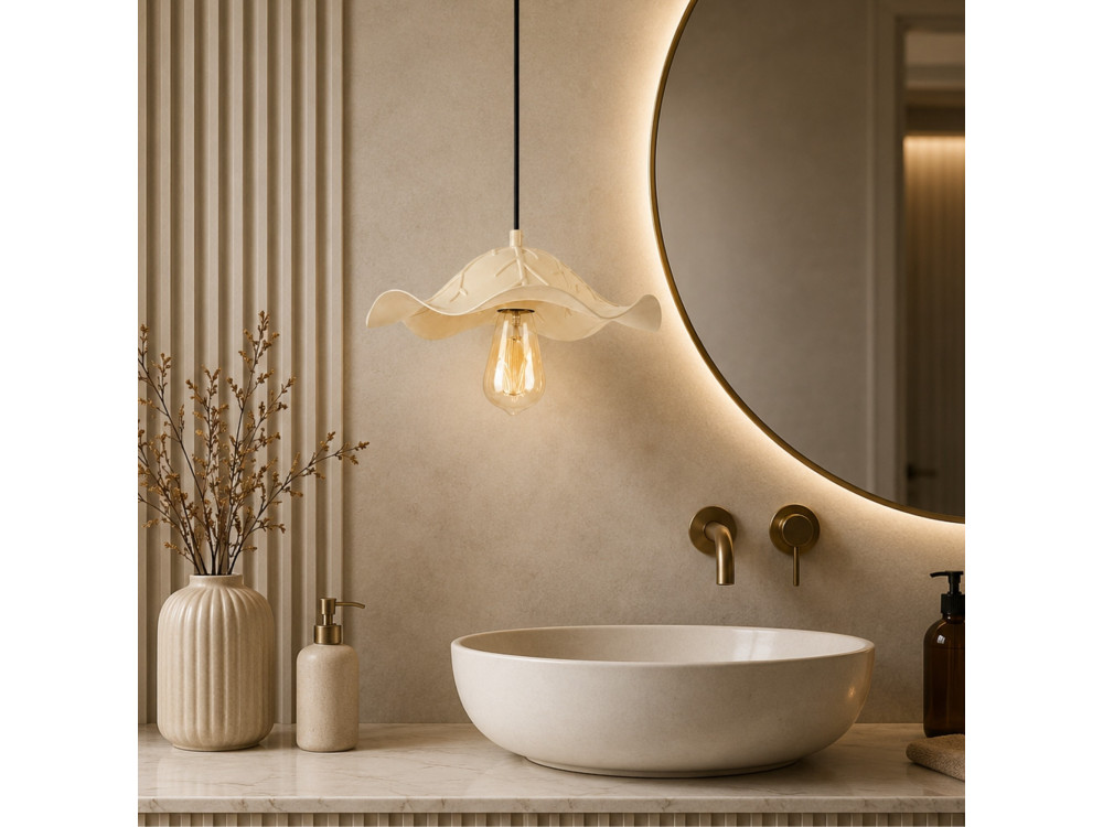 "Liana" Metal Pendant Light - 29 x 29 cm - Beige