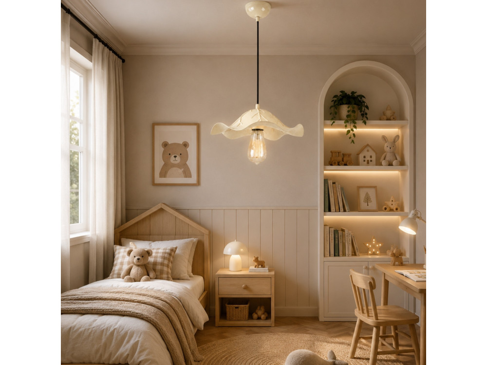 "Liana" Metal Pendant Light - 29 x 29 cm - Beige