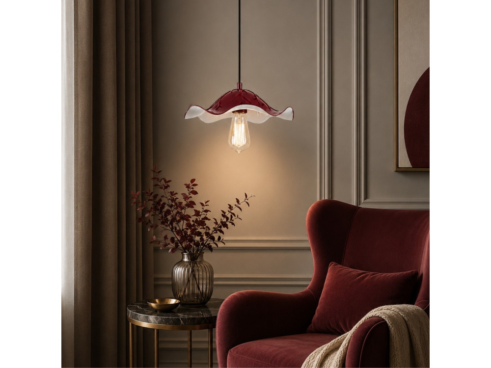"Liana" Metal Pendant Light - 29 x 29 cm - Bordeaux