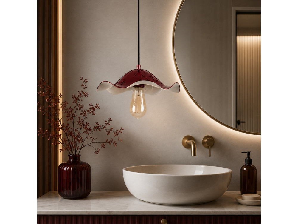 "Liana" Metal Pendant Light - 29 x 29 cm - Bordeaux